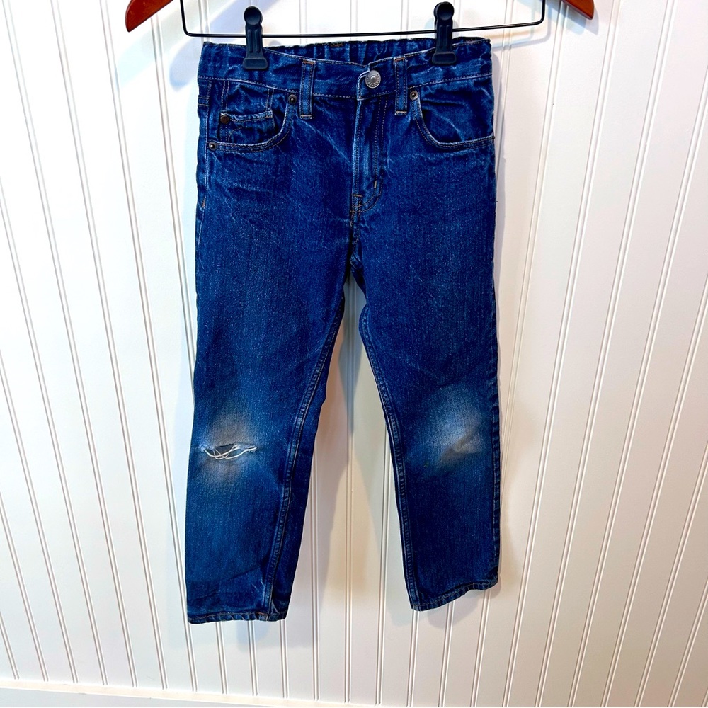 Zara Jeans denim kids unisex size 7-8 slim fit narrow seat adjustable waist